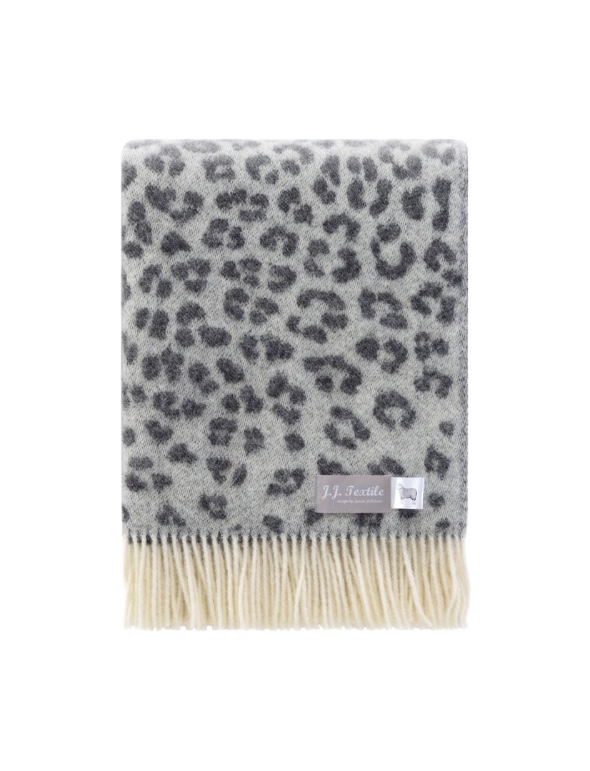 Dark Grey Leopard Throw Folded - JJ Textile